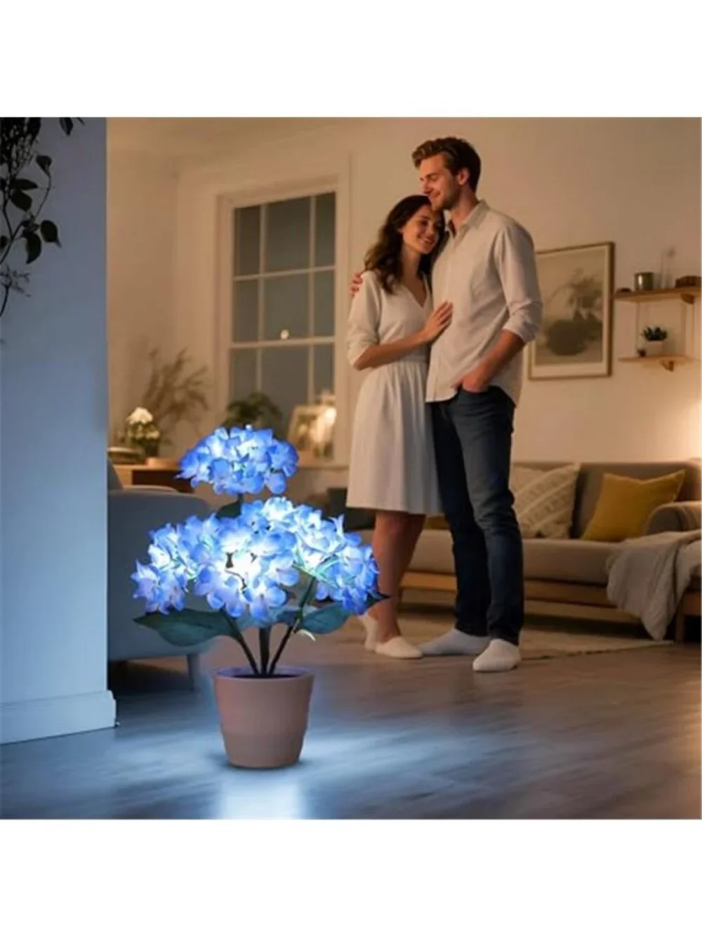 Blue hydrangea LED flower lamp battery operated night light home decor gift